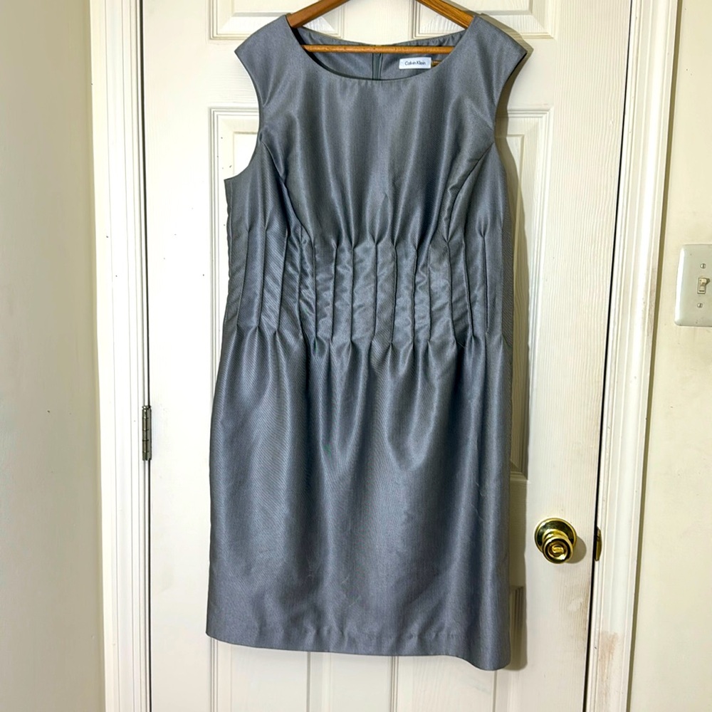 CALVIN KLEIN Dress Size 14 W Steel Gray
